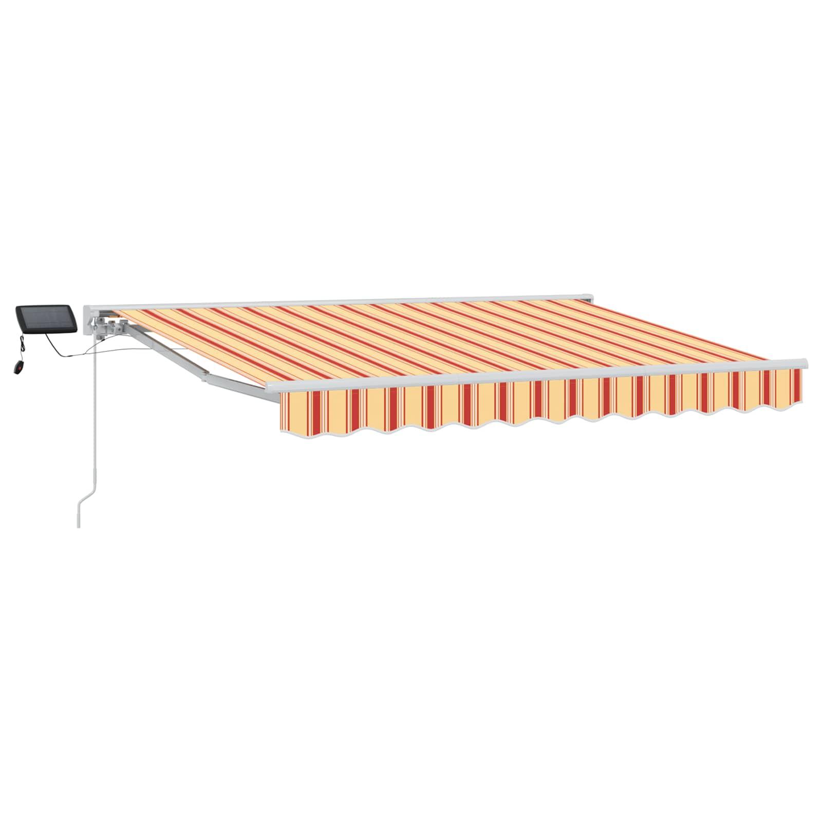 Manuel markise-ramme med LED-lys Gul og orange 3,5 x 2,5 m