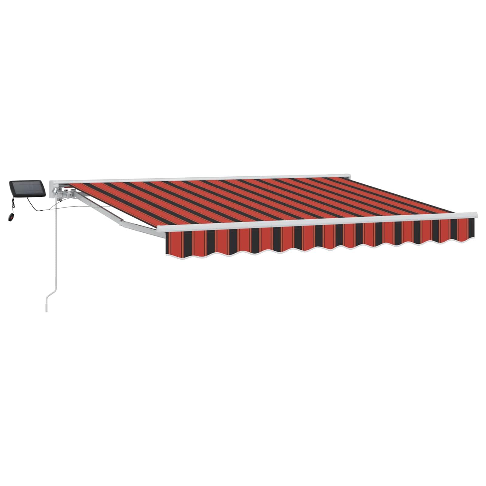 Manuel markise-ramme med LED-lys Orange og Sort 3,5 x 2,5 m