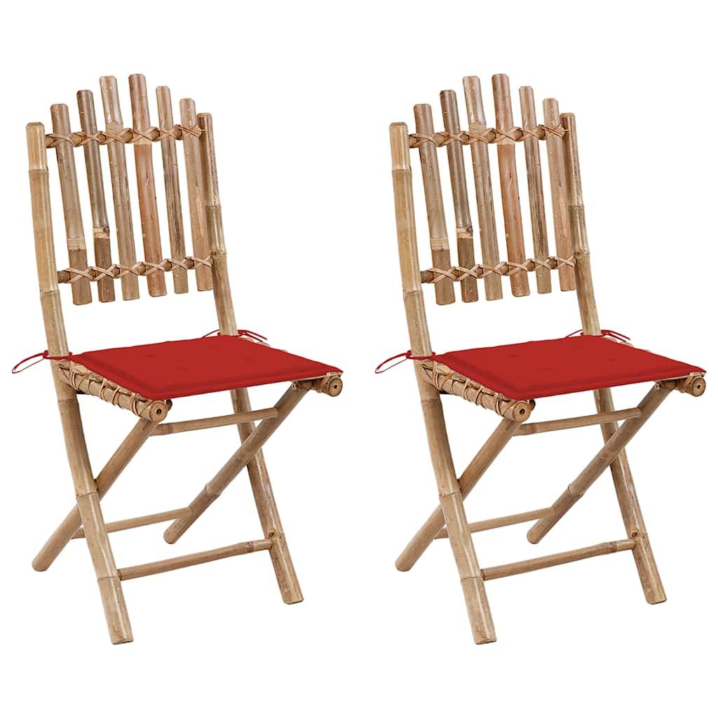 Foldbare havestole 2 stk. med hynder bambus