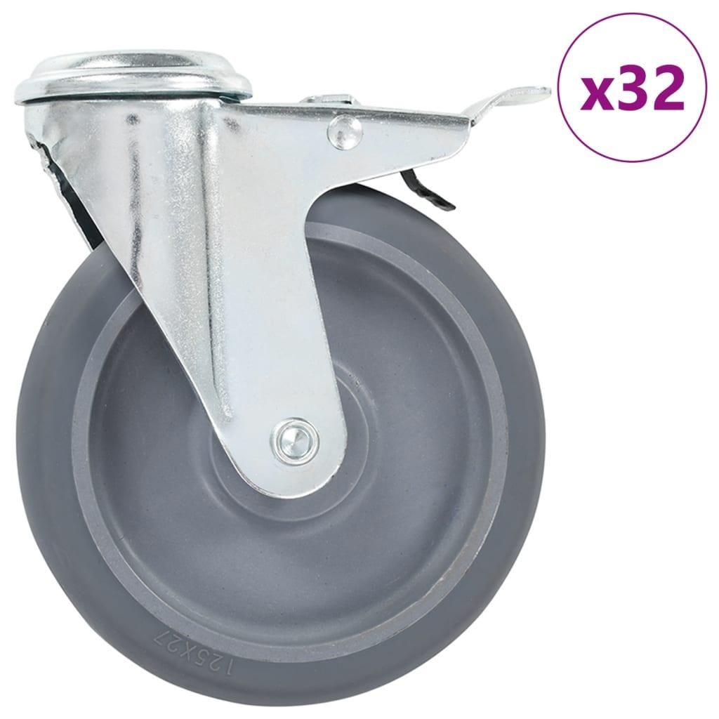 Drejehjul med bolthul 32 stk 125 mm
