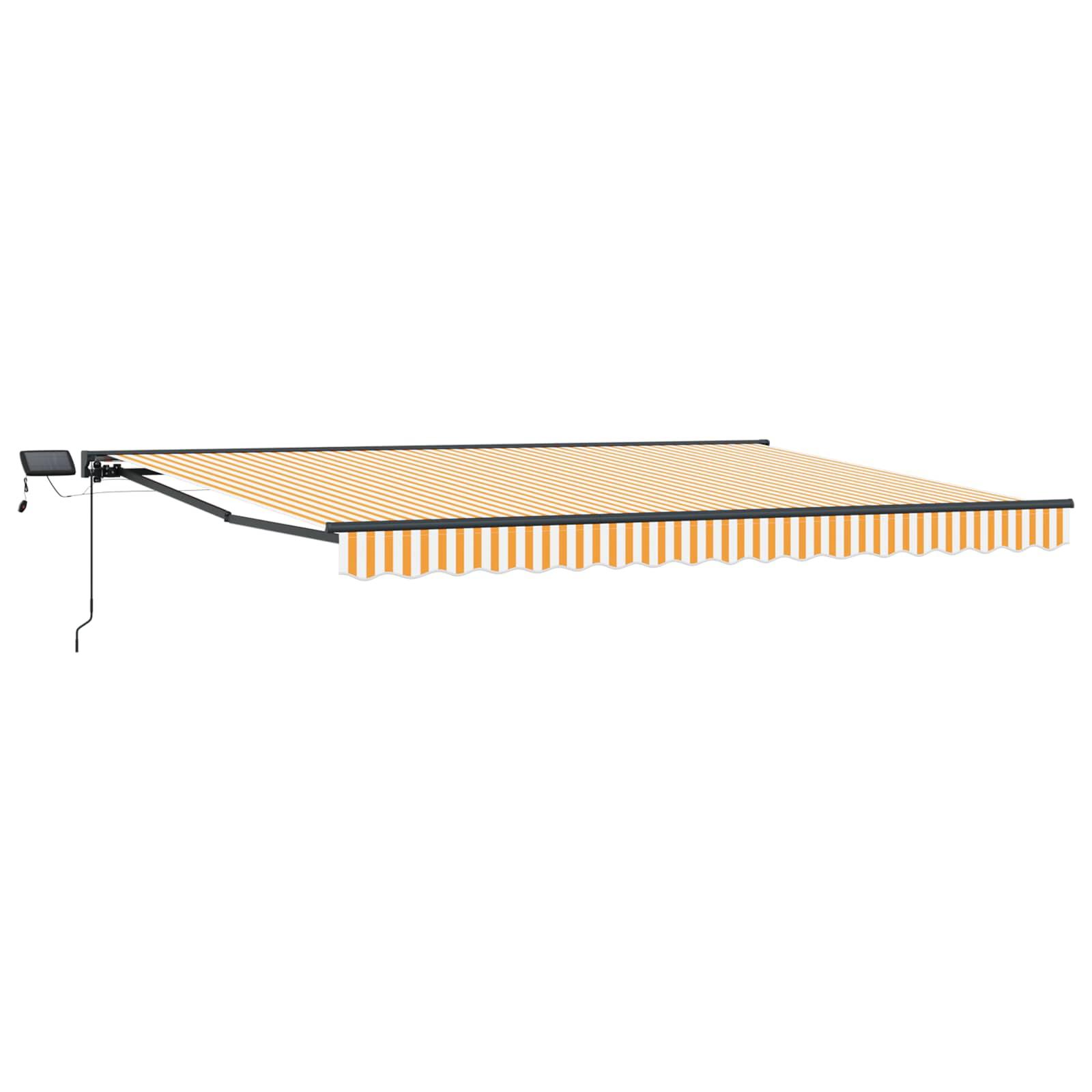 Manuel markise-ramme med LED-lys Gul og Hvid 4,5 × 3,5 m