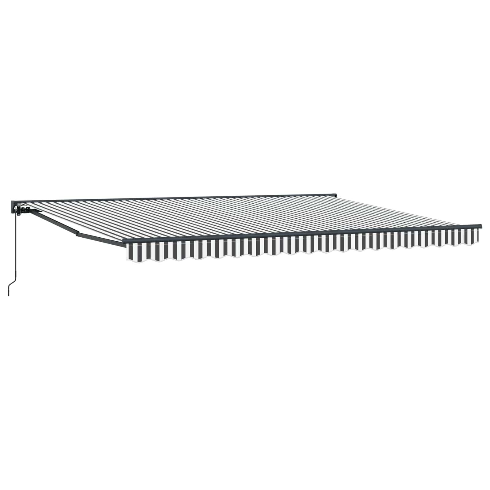 Udtrækkelig Markise Blå Og Hvid 350X200 Cm Stof - Anthracit og hvid (anthracitramme) / 4 × 3,5 m / Manuel