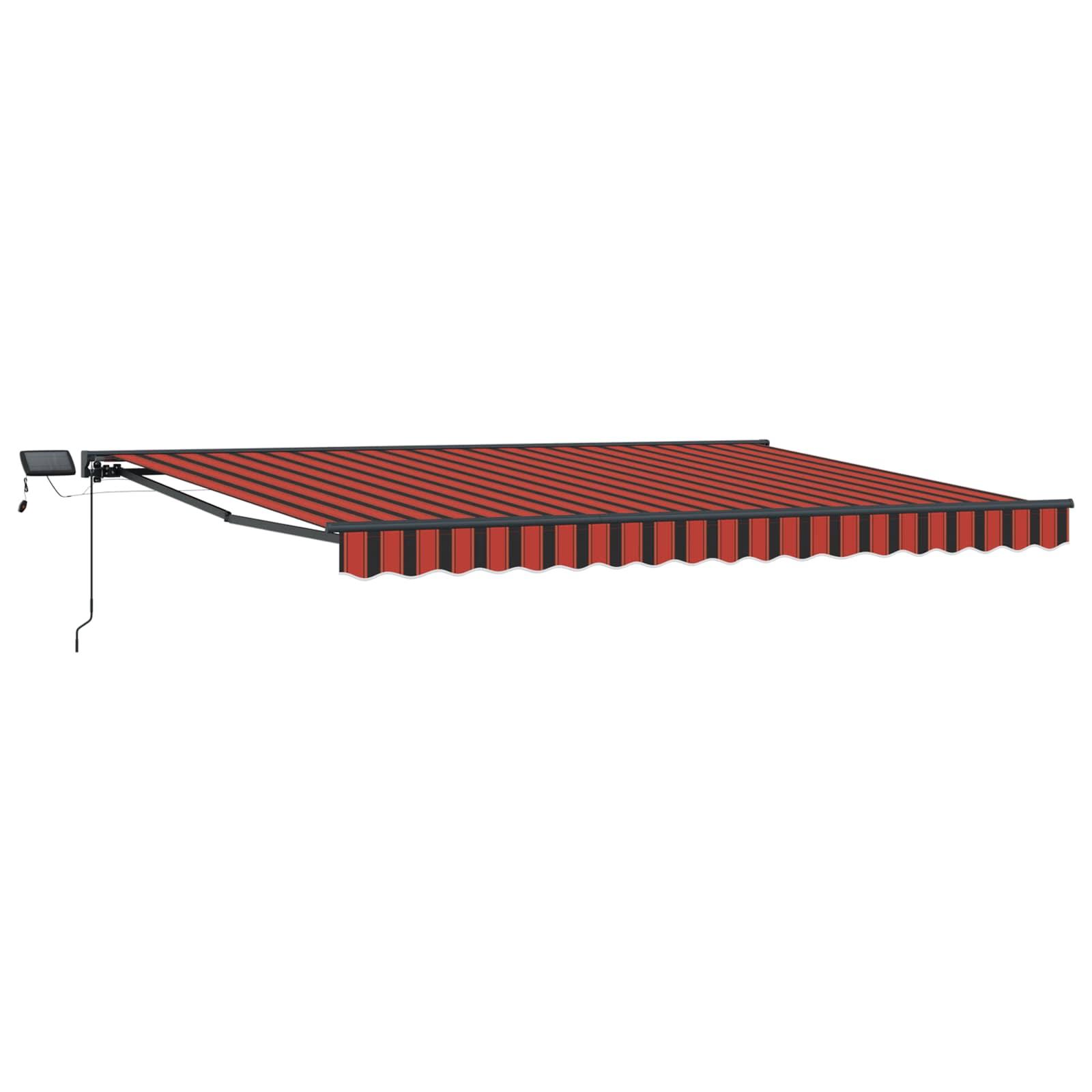 Manuel markise-ramme med LED-lys Orange og Sort 4 × 3 m