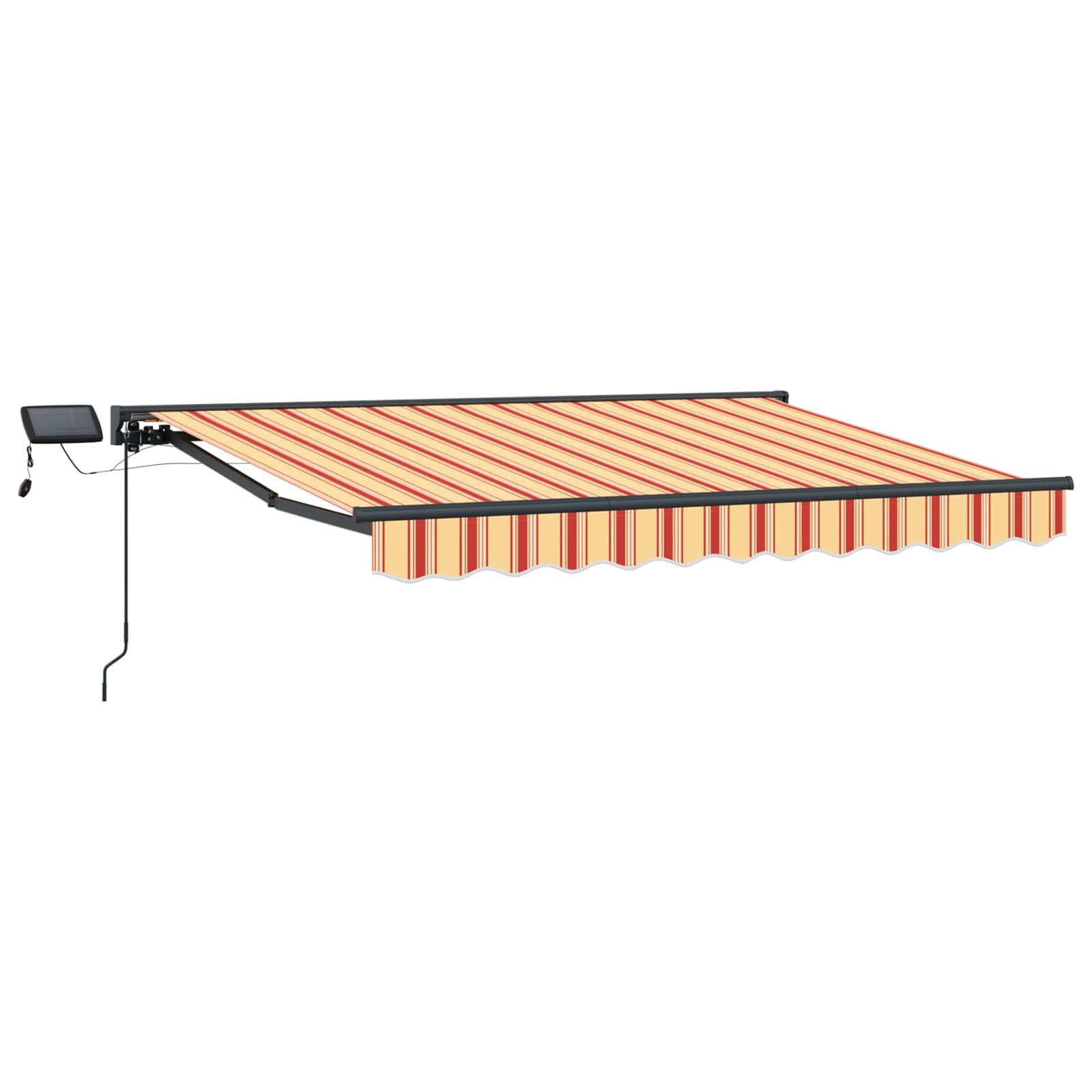 Manuel markise-ramme med LED-lys Gul og orange 3,5 x 2,5 m