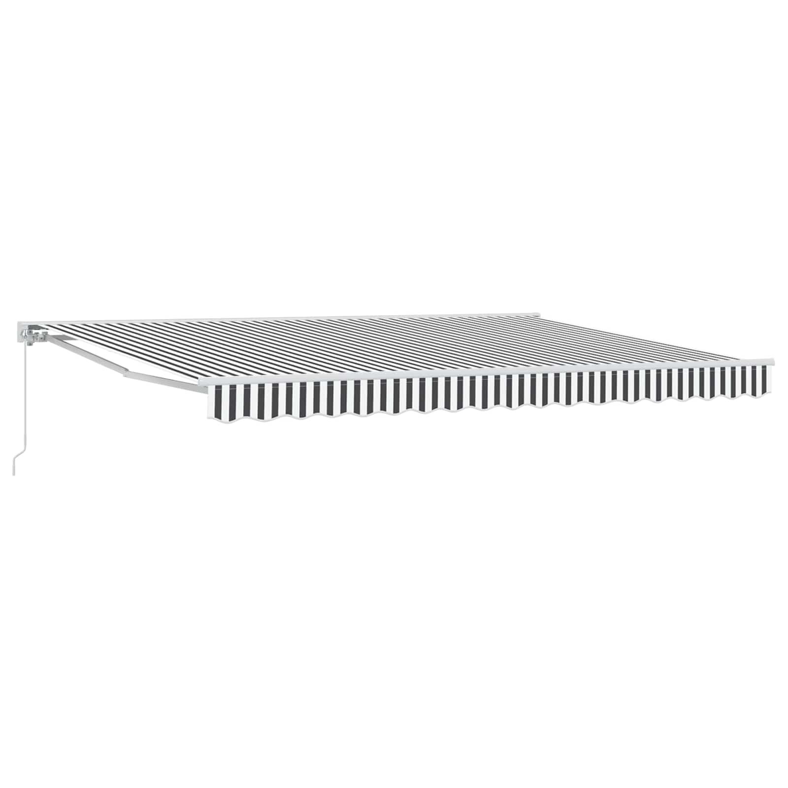 Udtrækkelig Markise Blå Og Hvid 350X200 Cm Stof - Anthracit og hvid (hvid ramme) / 4,5 × 3 m / Manuel