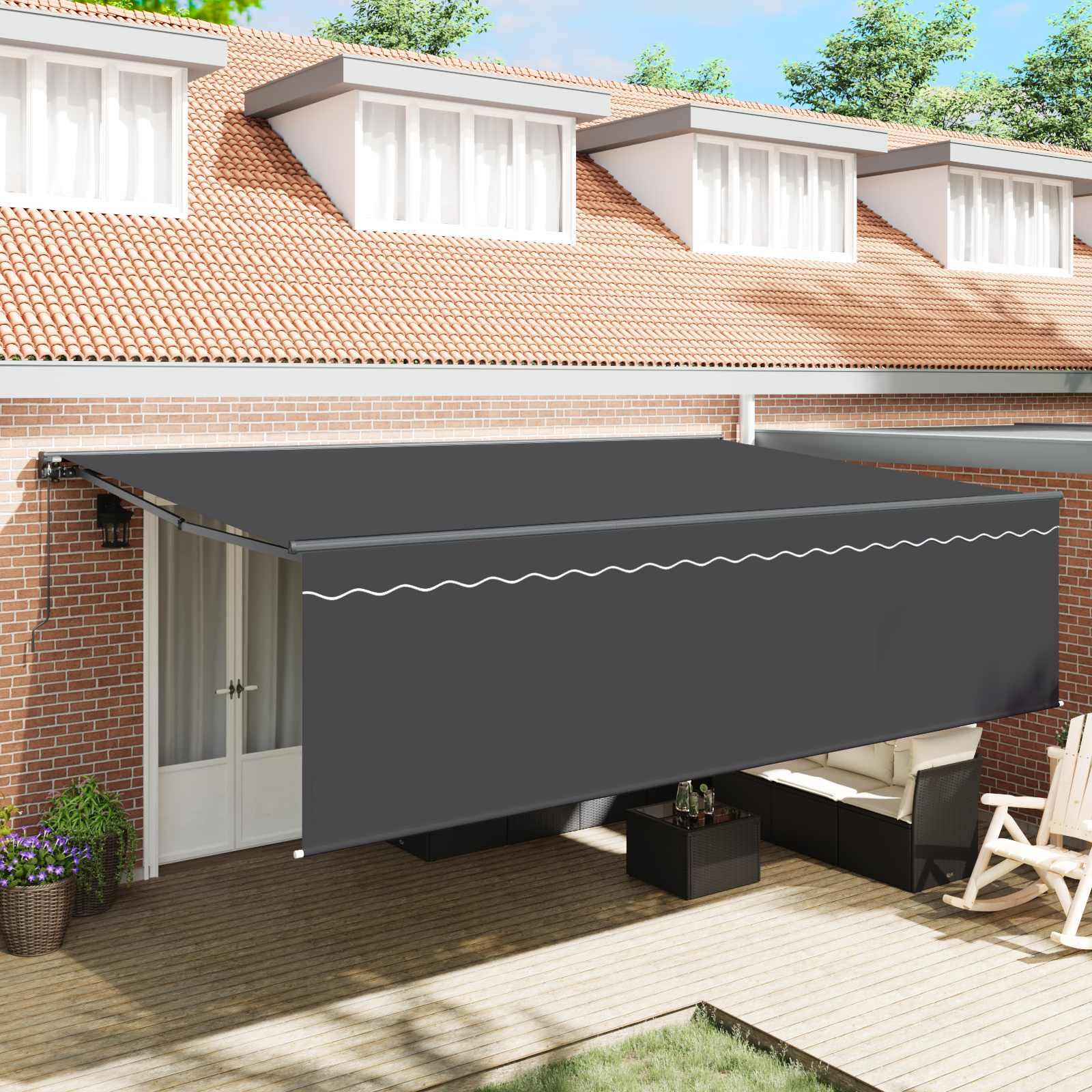 Utrækkelig Markise Antracit 500 × 300 cm Polyester og Aluminium