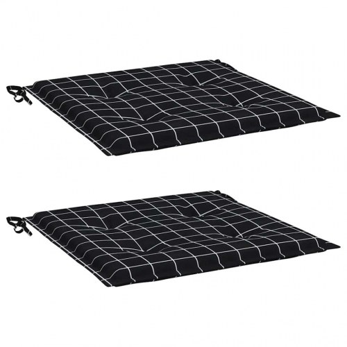 Hynder til havestol - 2 stk. 40×40×4 cm, ternet sort