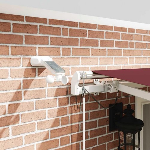 Markise med LED-lys 500 × 300 cm - automatisk betjening, bordeaux