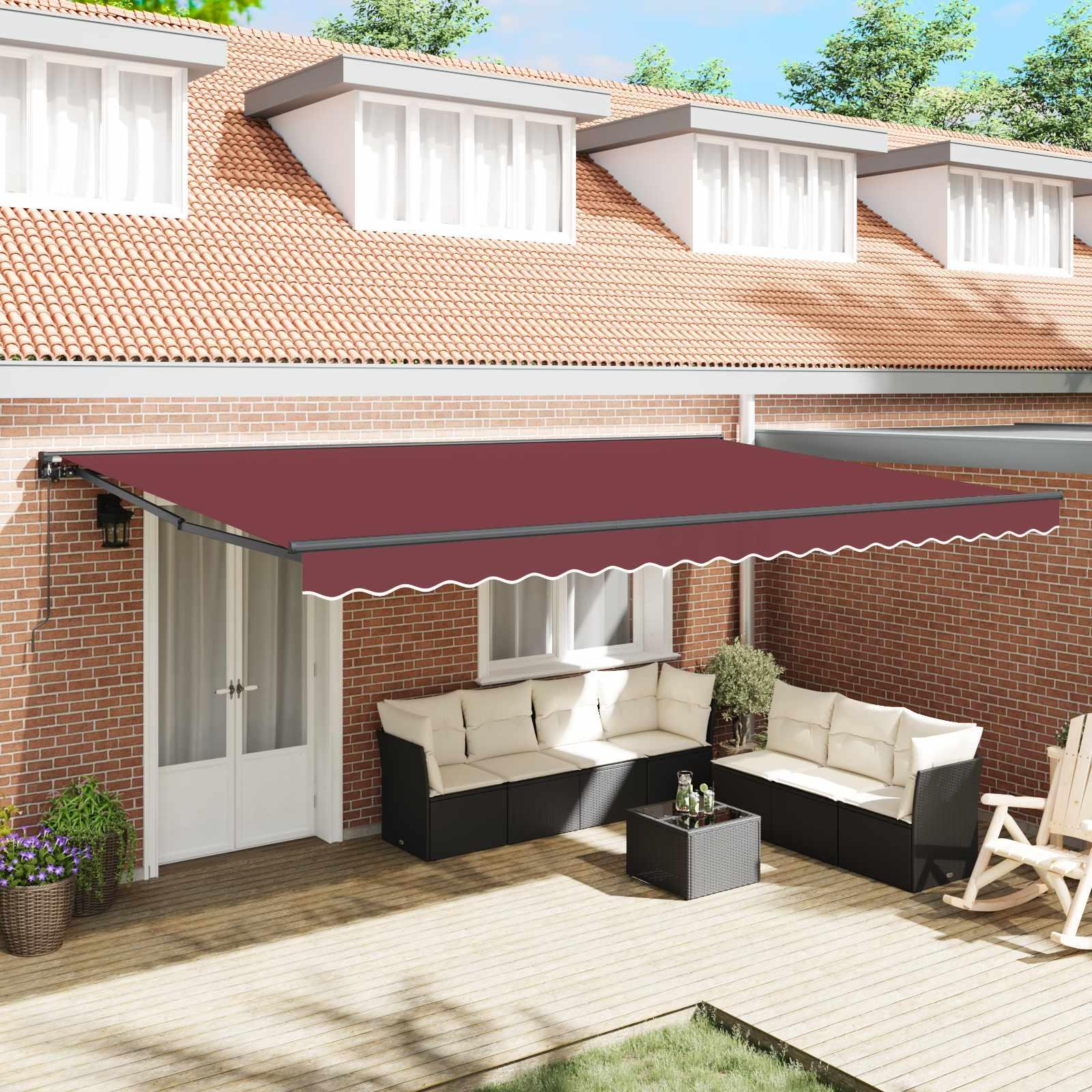 Udtrækkelig Markise Blå Og Hvid 350X200 Cm Stof - Bordeaux (anthracitramme) / 5 x 3 m / Manuel