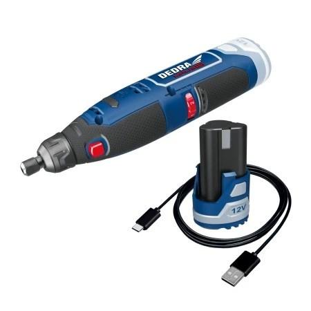 DEDRA DED7310T10 - akku retfræser/slibepenne 12 V 2,0 Ah