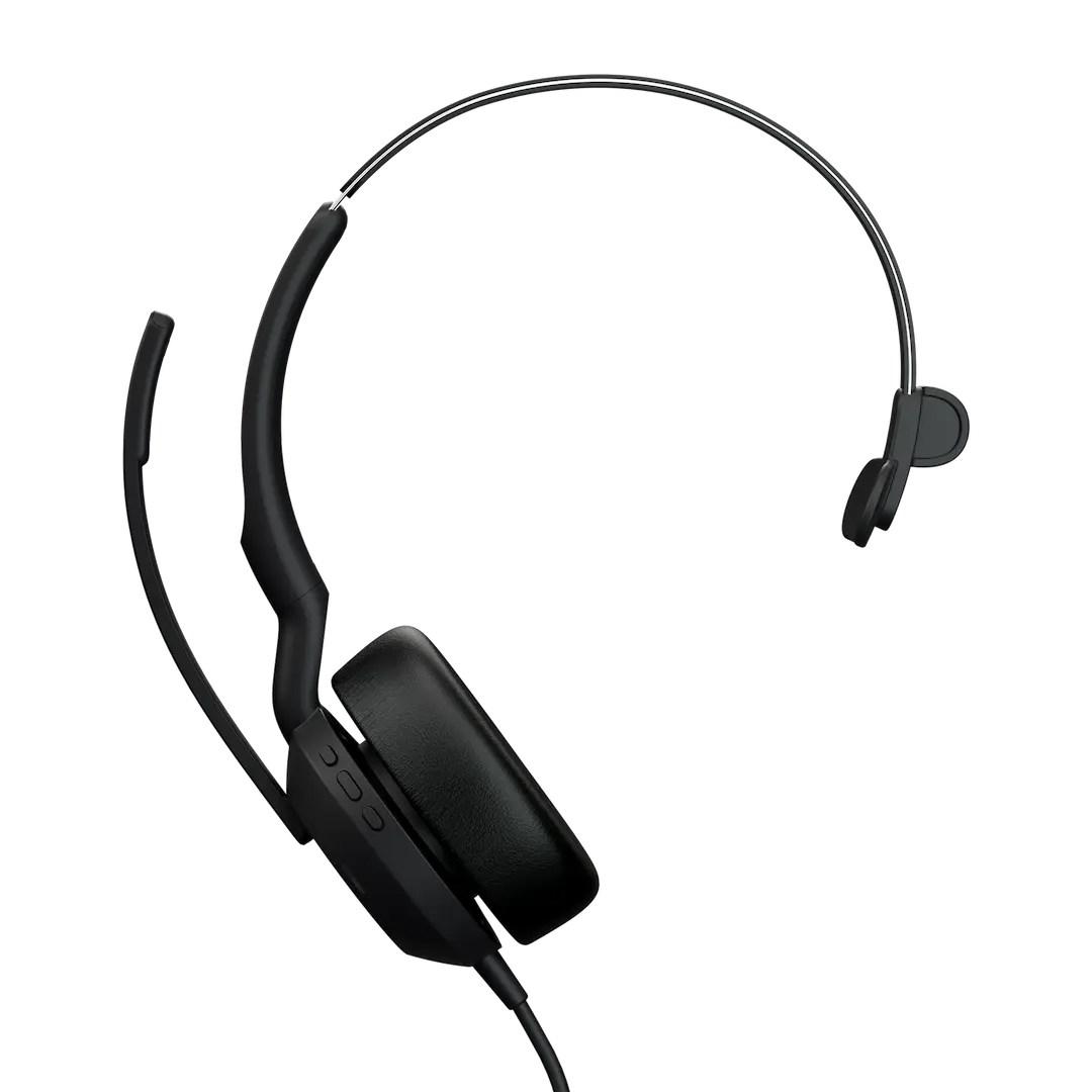 Jabra Evolve2 50 kablet mono-headset til kontor/callcenter – USB-C/USB-A + Bluetooth, sort billede