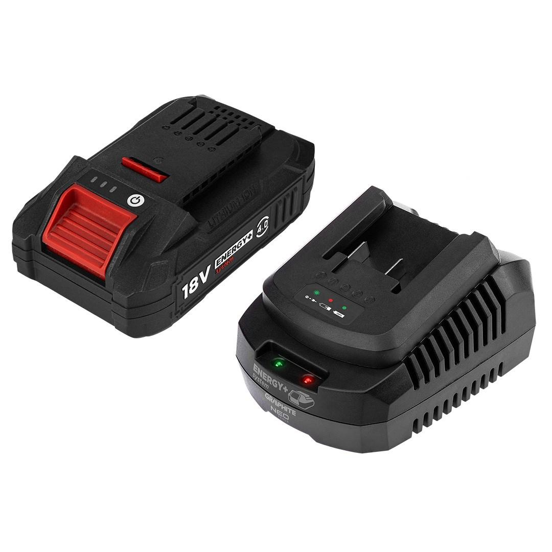 GRAPHITE Energy+ sæt – 18 V 4,0 Ah batteri med oplader
