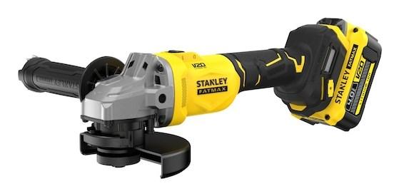 STANLEY FatMax SFMCG710M1T-QW 125 mm vinkelsliber – 18 V, 8.500 o/min, kulfri, 4,0 Ah sæt