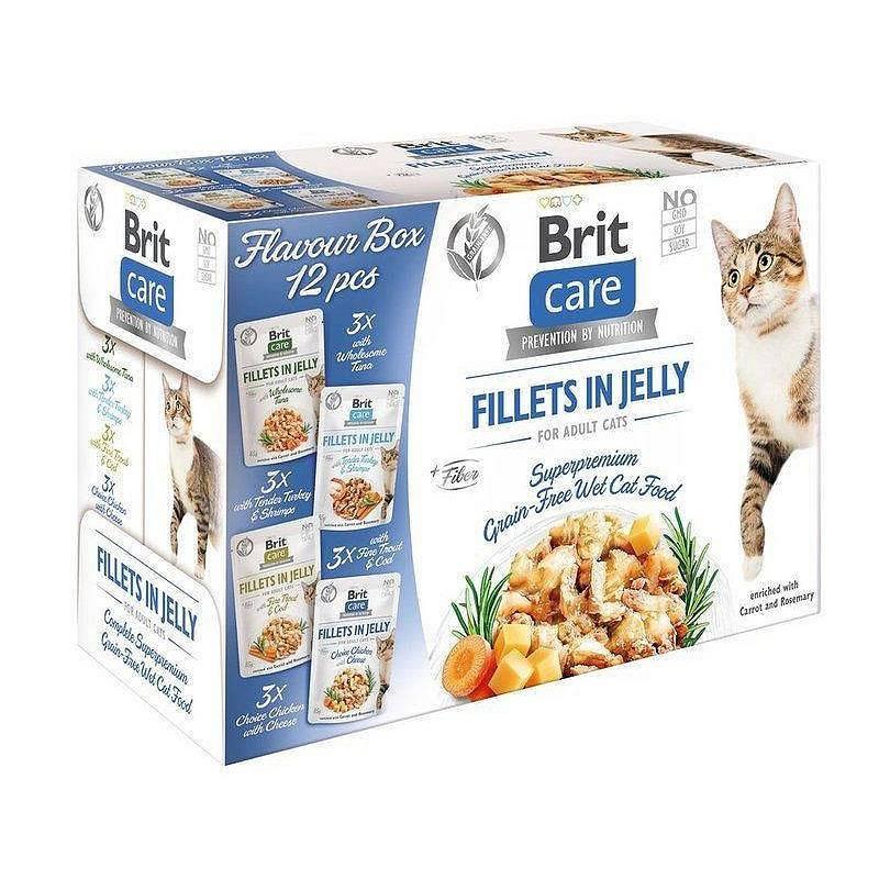 Brit Care Fillets in Jelly – smagsboks vådfoder til kat – 12 x 85 g