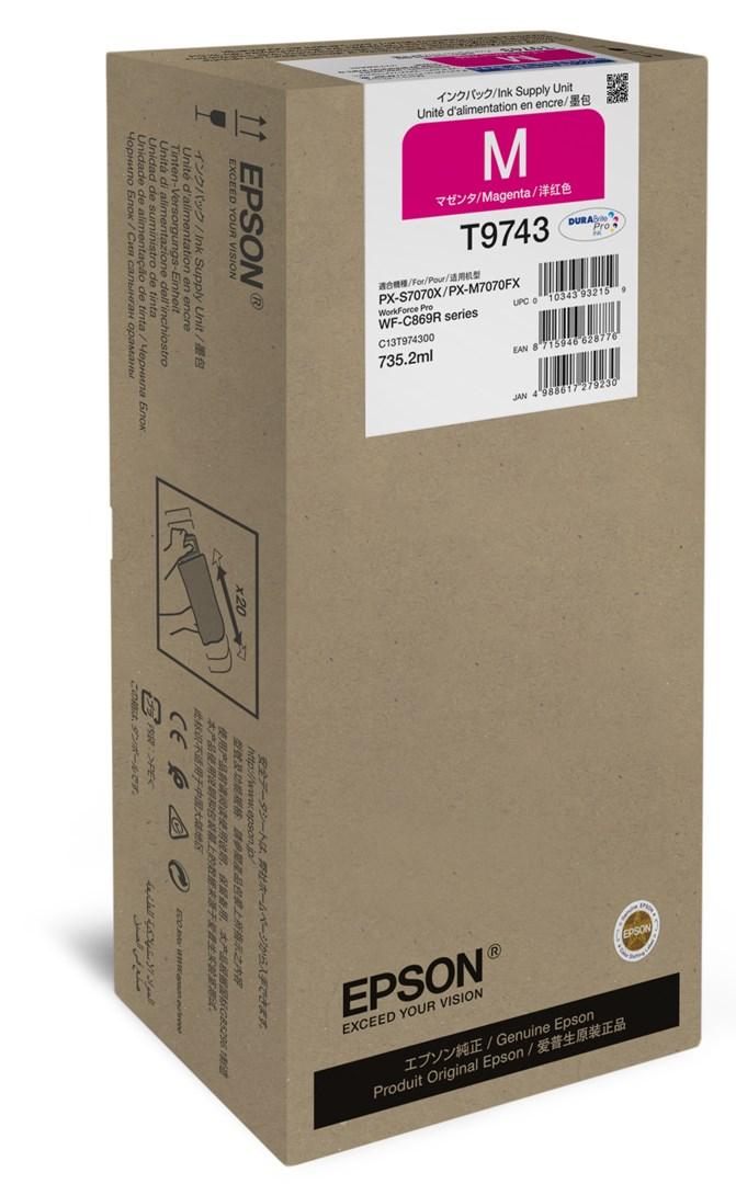 Epson T9743 magenta XXL blæktank – original pigmentblæk 735,2 ml billede