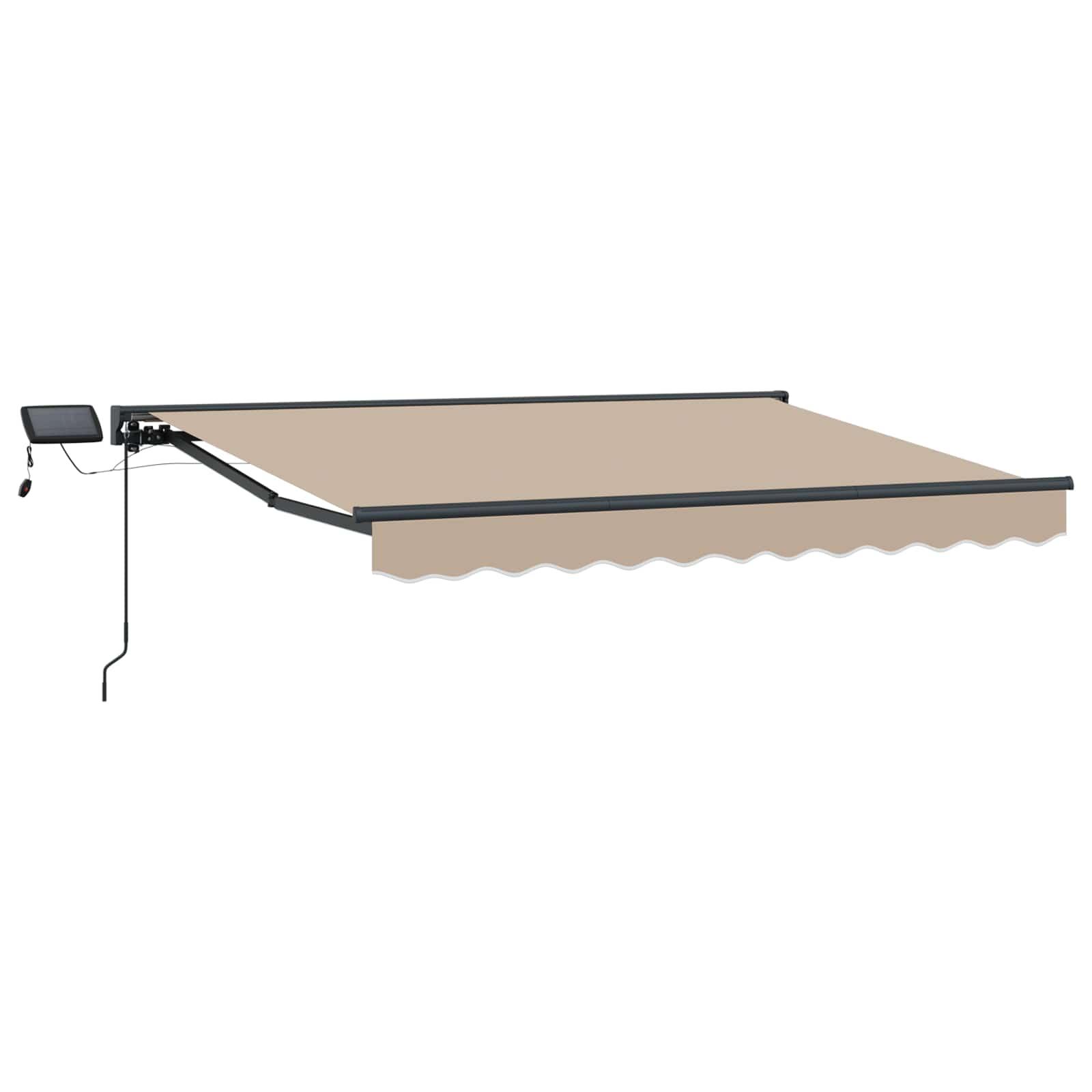 Manuel markise-ramme med LED-lys Beige 3,5 x 2,5 m