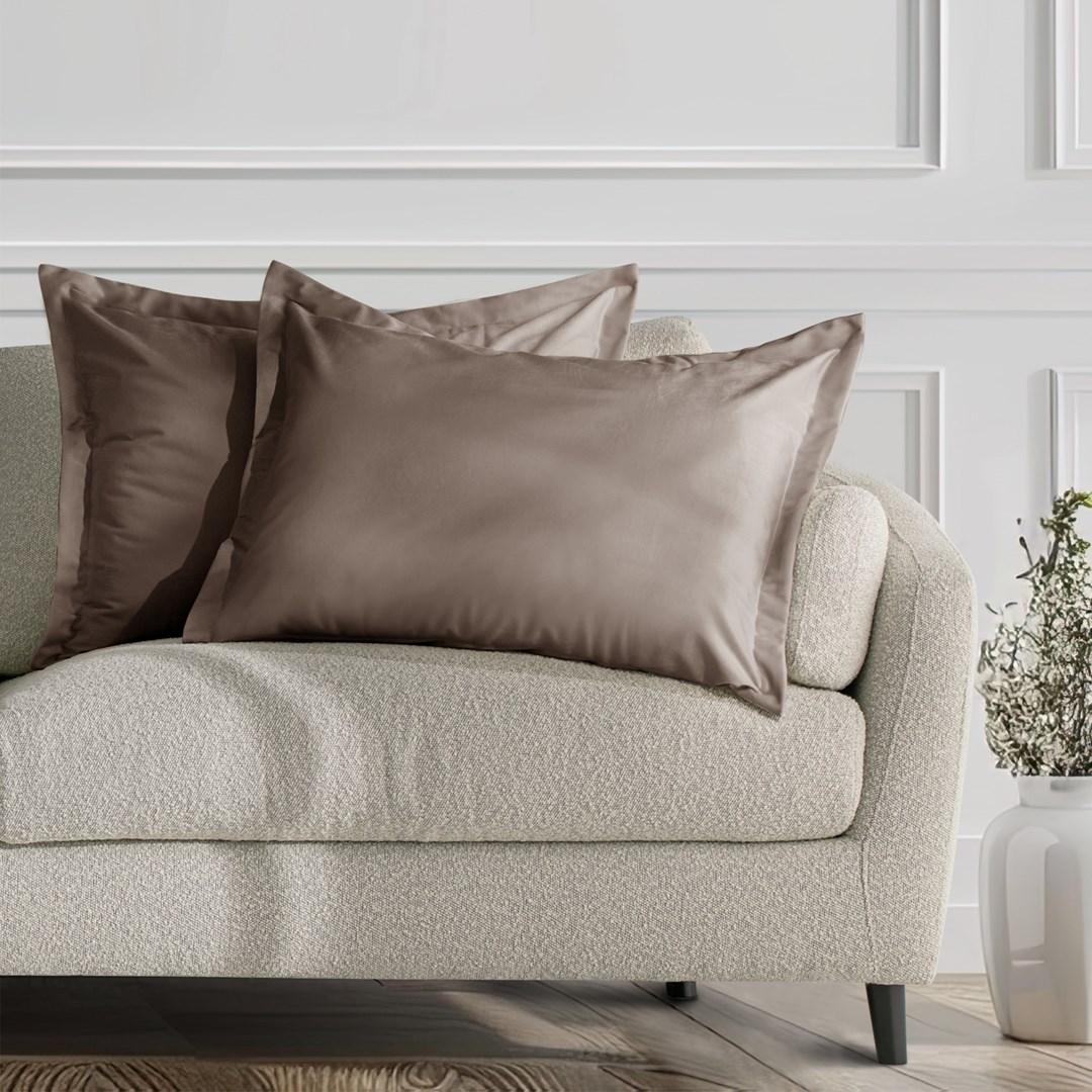 Pudebetræk i fløjl 50×70 cm - 2 stk., mørk beige