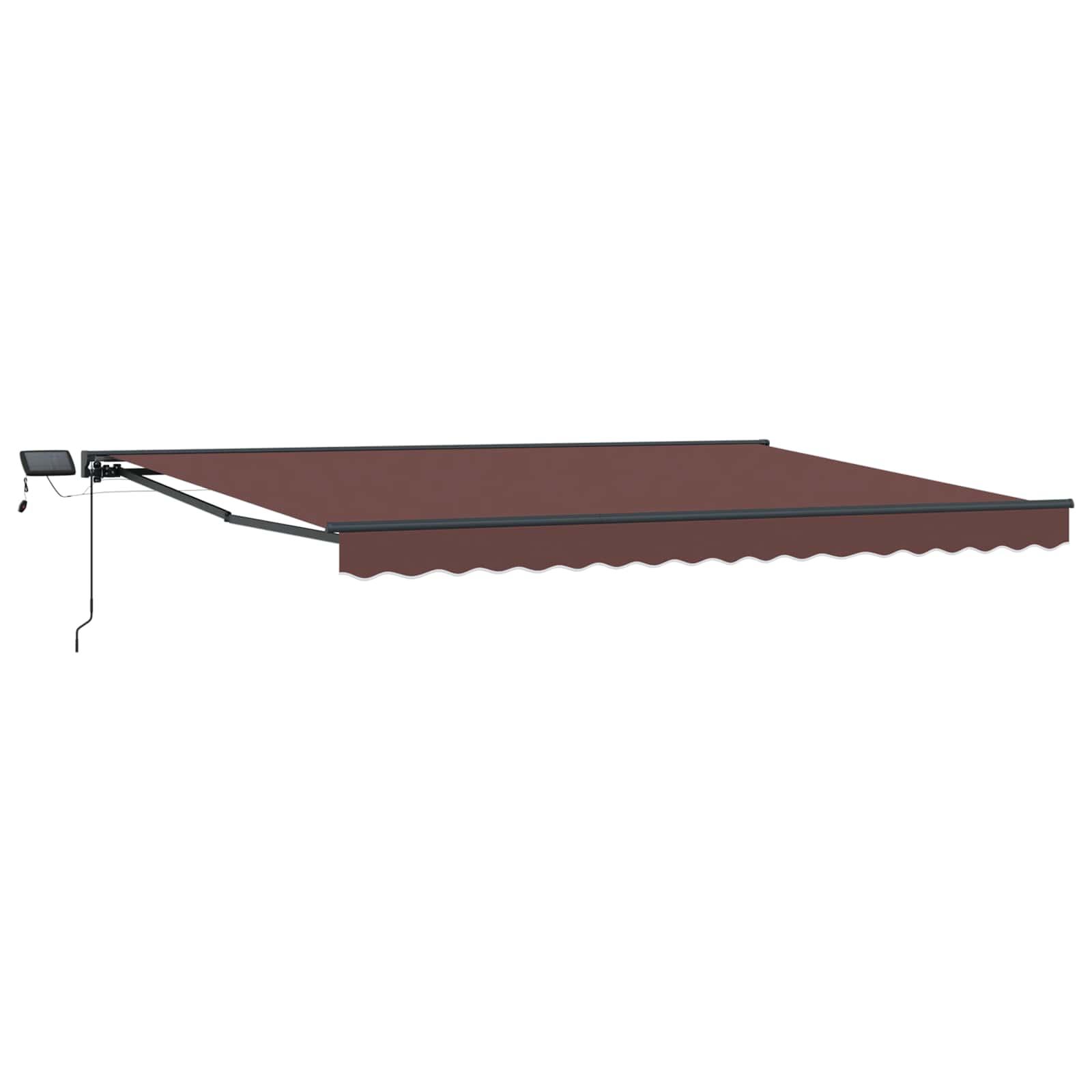 Manuel markise med LED-lys - brun/antracit 4,5 × 3,5 m
