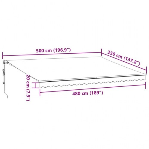 Markise 500 × 350 cm med automatisk betjening - bordeaux