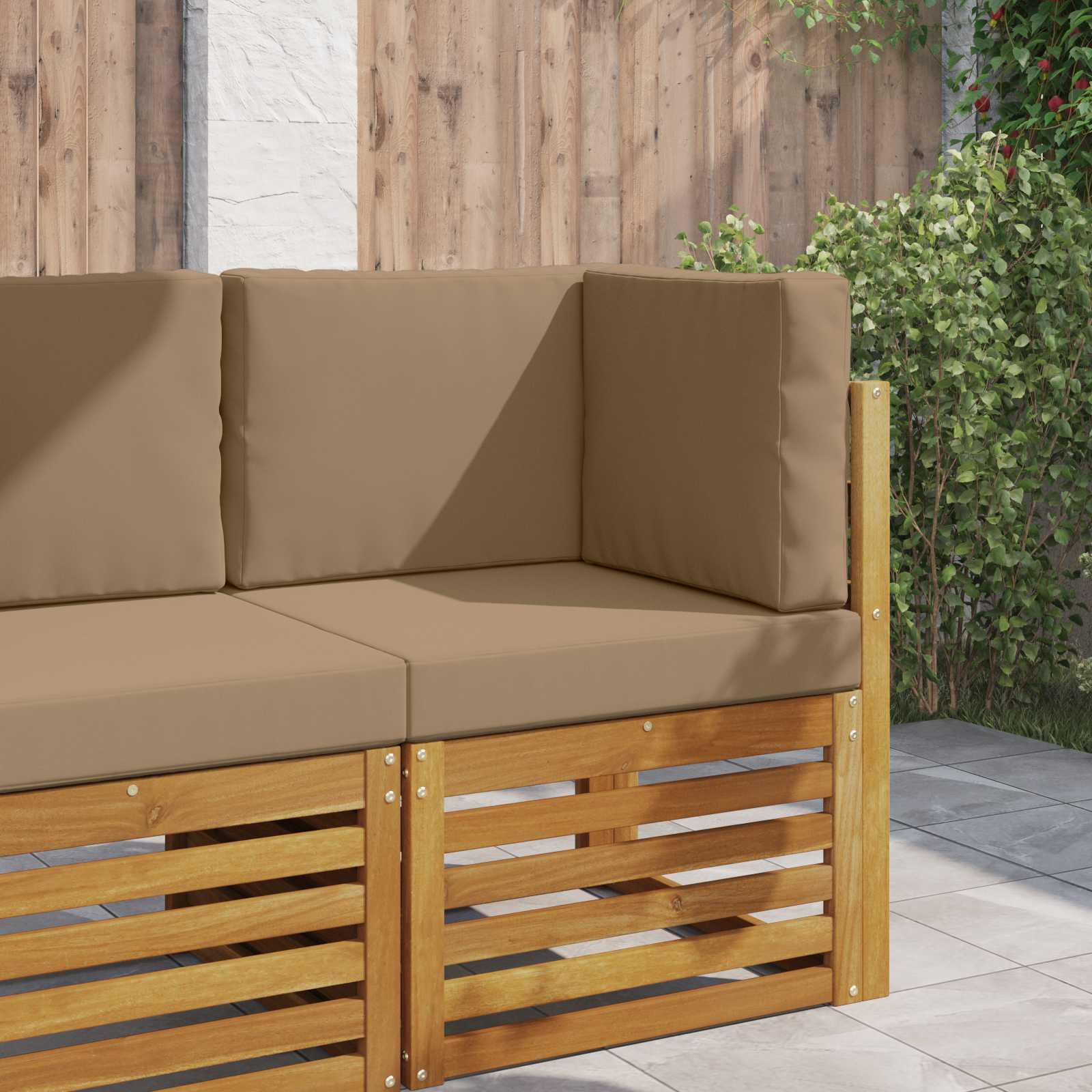 Udendørs Sofa Pude 3 stk Gråbrun Polyester