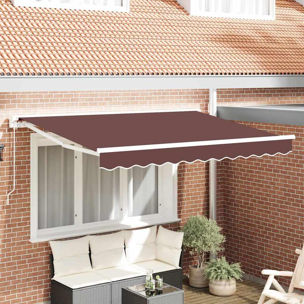 Udtrækkelig Markise Blå Og Hvid 350X200 Cm Stof - Brun (hvid ramme) / 2,5 x 2 m / Manuel