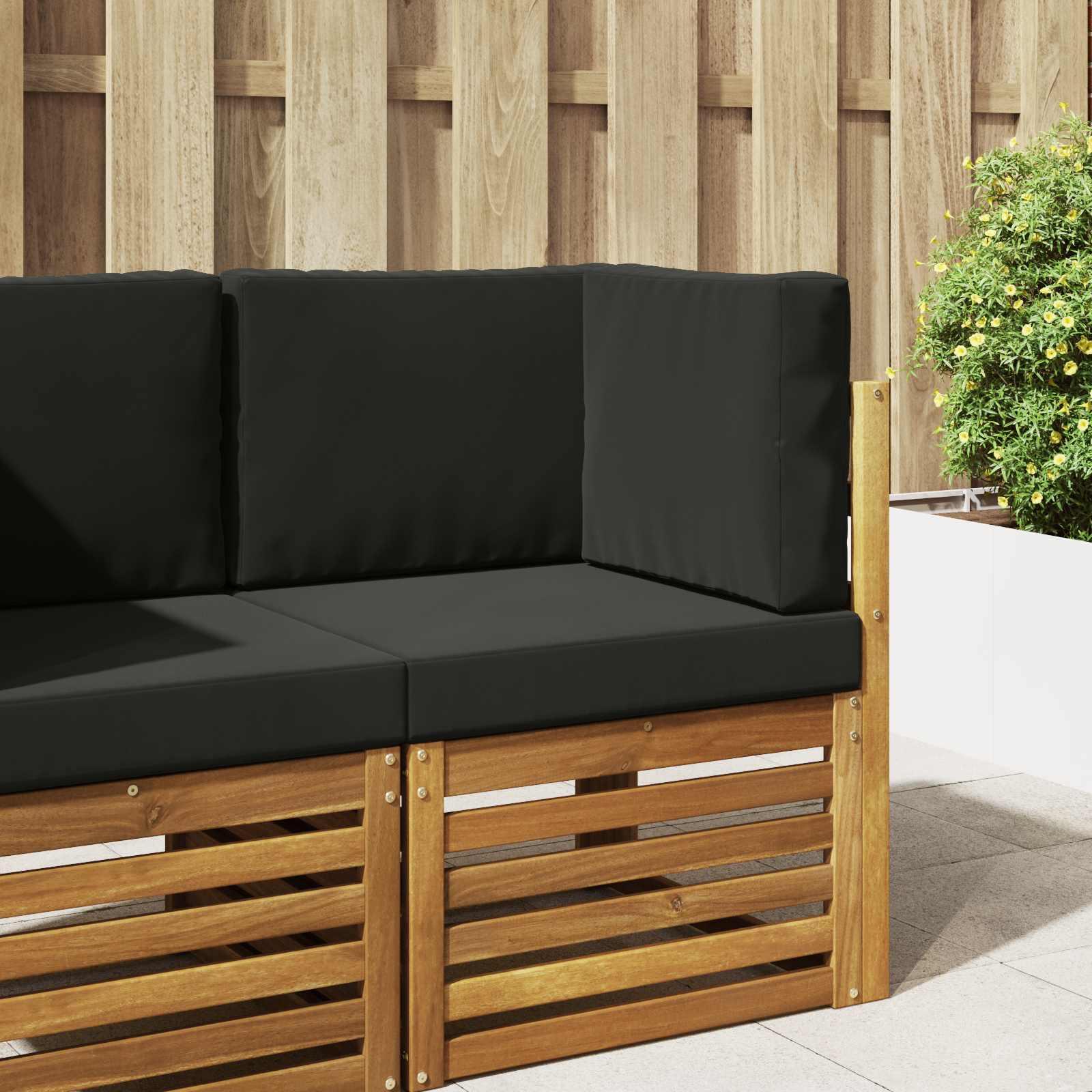 Udendørs Sofa Pude 3 stk Sort Polyester