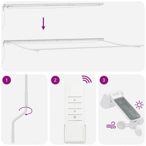 Markise med LED-lys 600 × 300 cm - automatisk, bordeaux