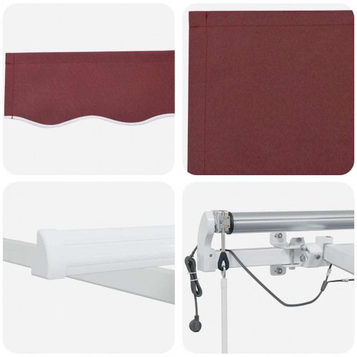 Markise med LED-lys 600 × 300 cm - automatisk, bordeaux
