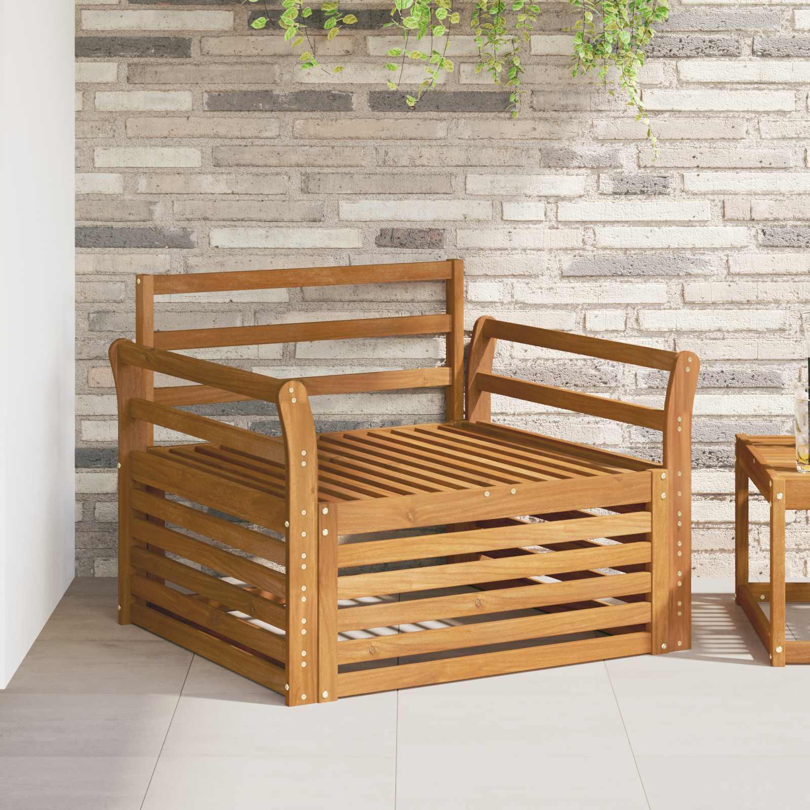 2 Stk Sofa Med Armlæn Massivt Akacietræ - Naturfarvet / Kurvet