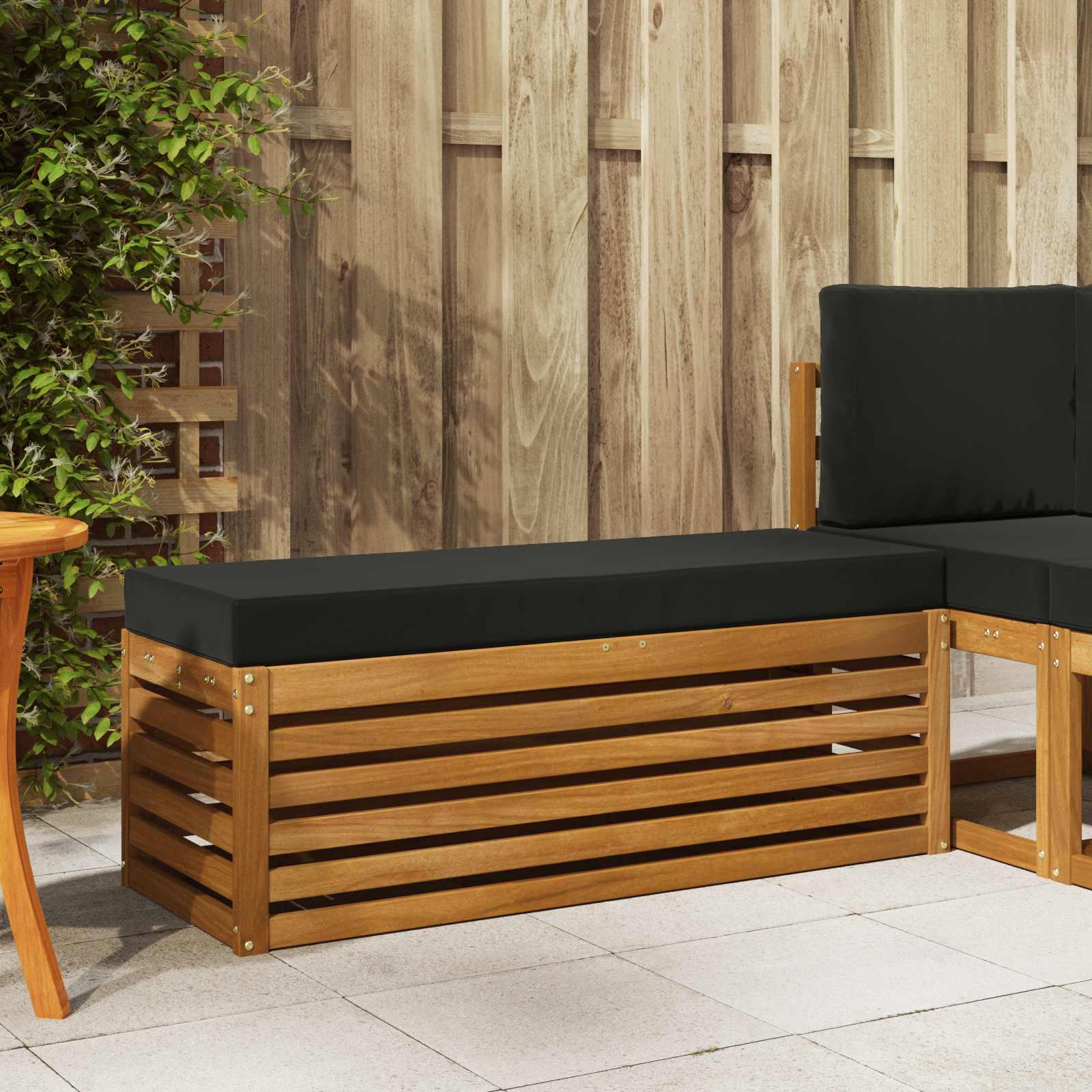 Udendørs Skammel Bænk 43 X 43 X 37 Cm - Naturfarvet og sort / 115 cm
