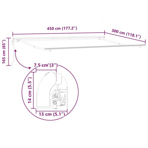 Markise 450 × 300 cm med automatisk betjening - brun