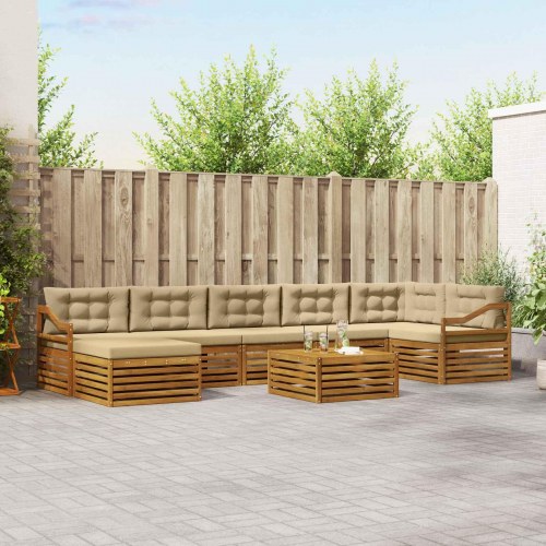 Udendørs sofagruppe 8 stk Naturlig og Beige Massivt Akacietræ