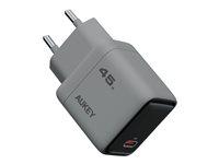 Aukey Comet 45 W USB-C vægoplader - grå (GaN) billede
