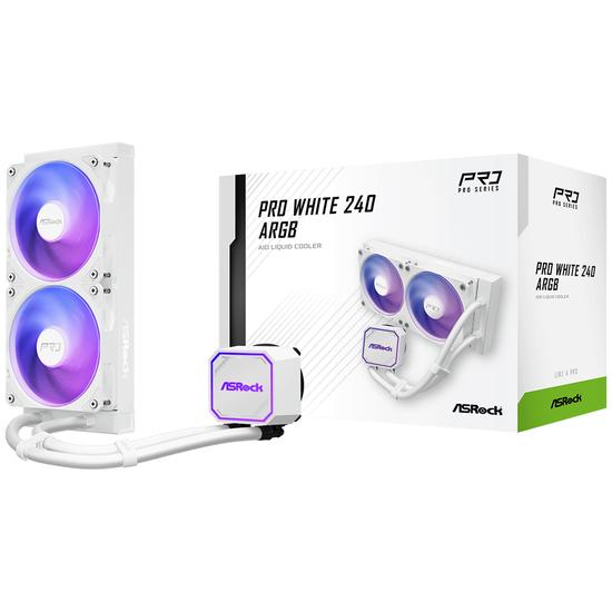 ASRock Pro White 240 ARGB AIO væskekøler - 240 mm, hvid