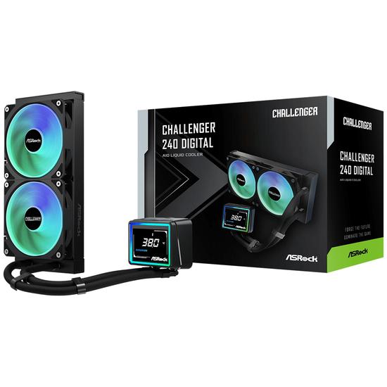 ASRock Challenger 240 Digital ARGB AIO væskekøler - 240 mm, sort, 120 mm blæsere billede
