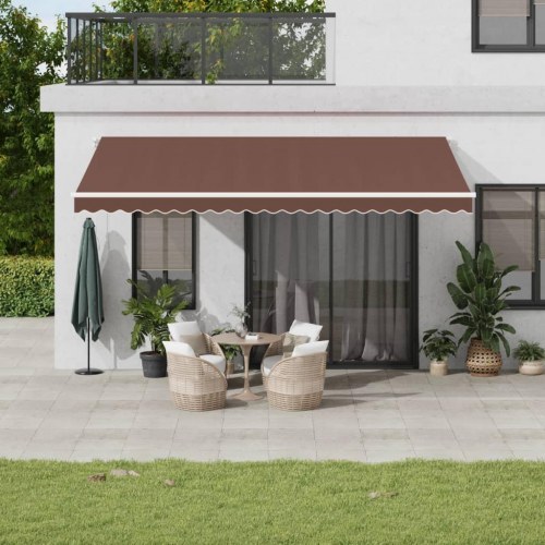Markise med LED-lys 500 × 350 cm - automatisk betjening, brun