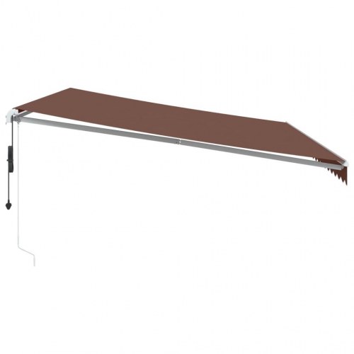 Markise med LED-lys 500 × 350 cm - automatisk betjening, brun