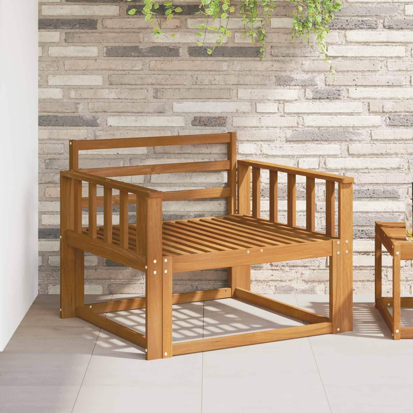 Udendørs Mellem Sofa Massivt Akacietræ Naturfarvet