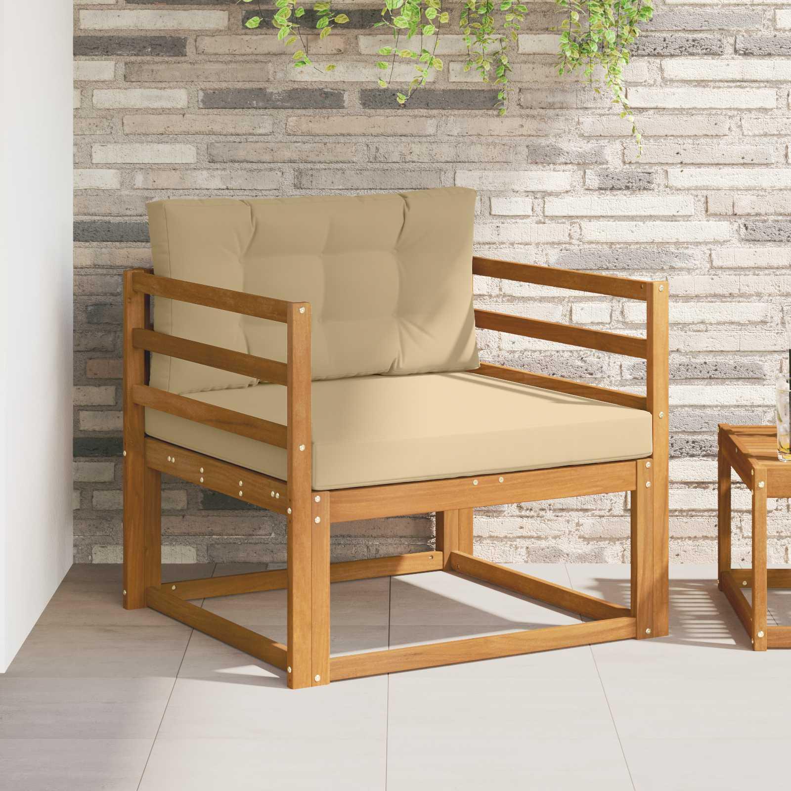 Udendørs Mellem Sofa Massivt Akacietræ Naturfarvet