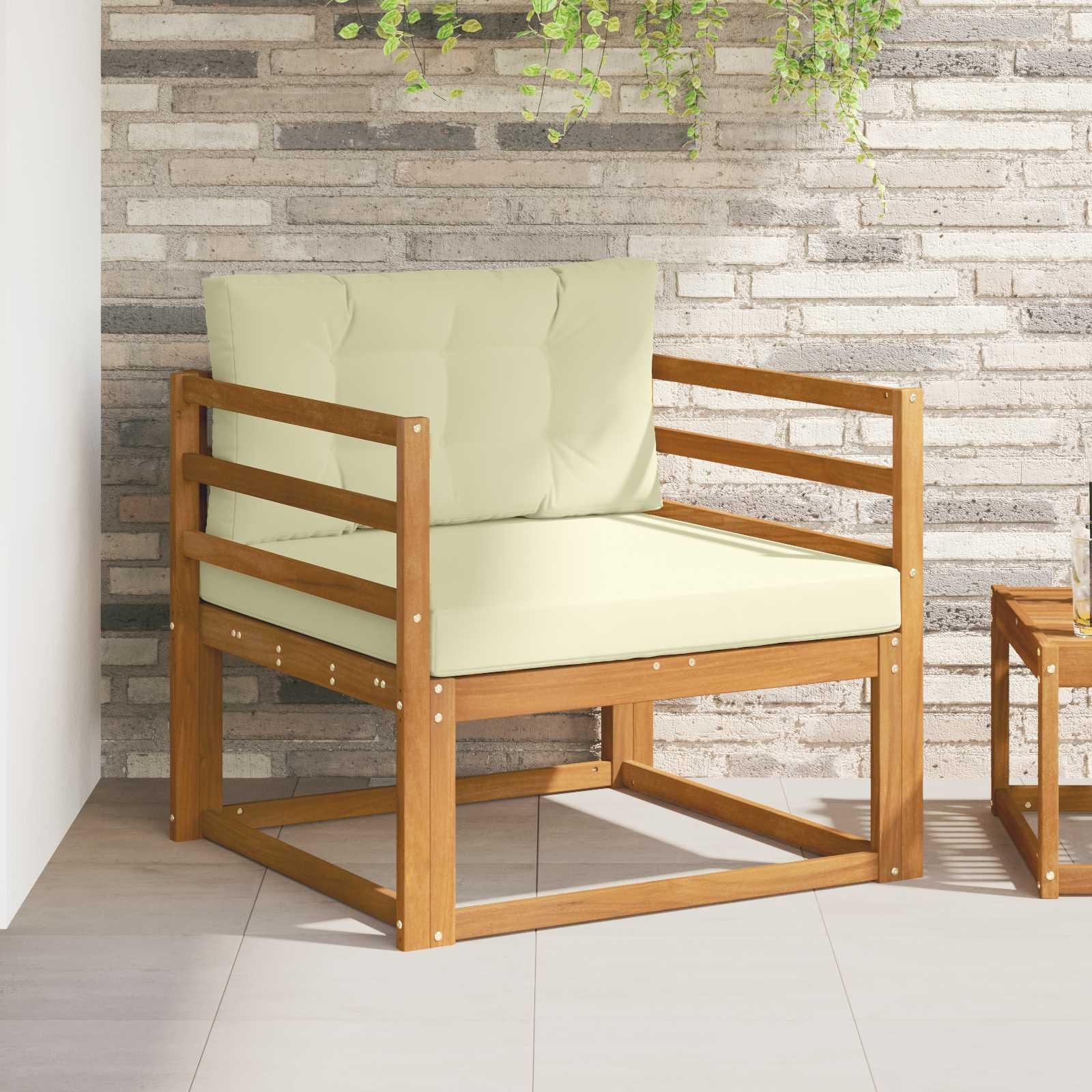 Udendørs Mellem Sofa Massivt Akacietræ Naturfarvet