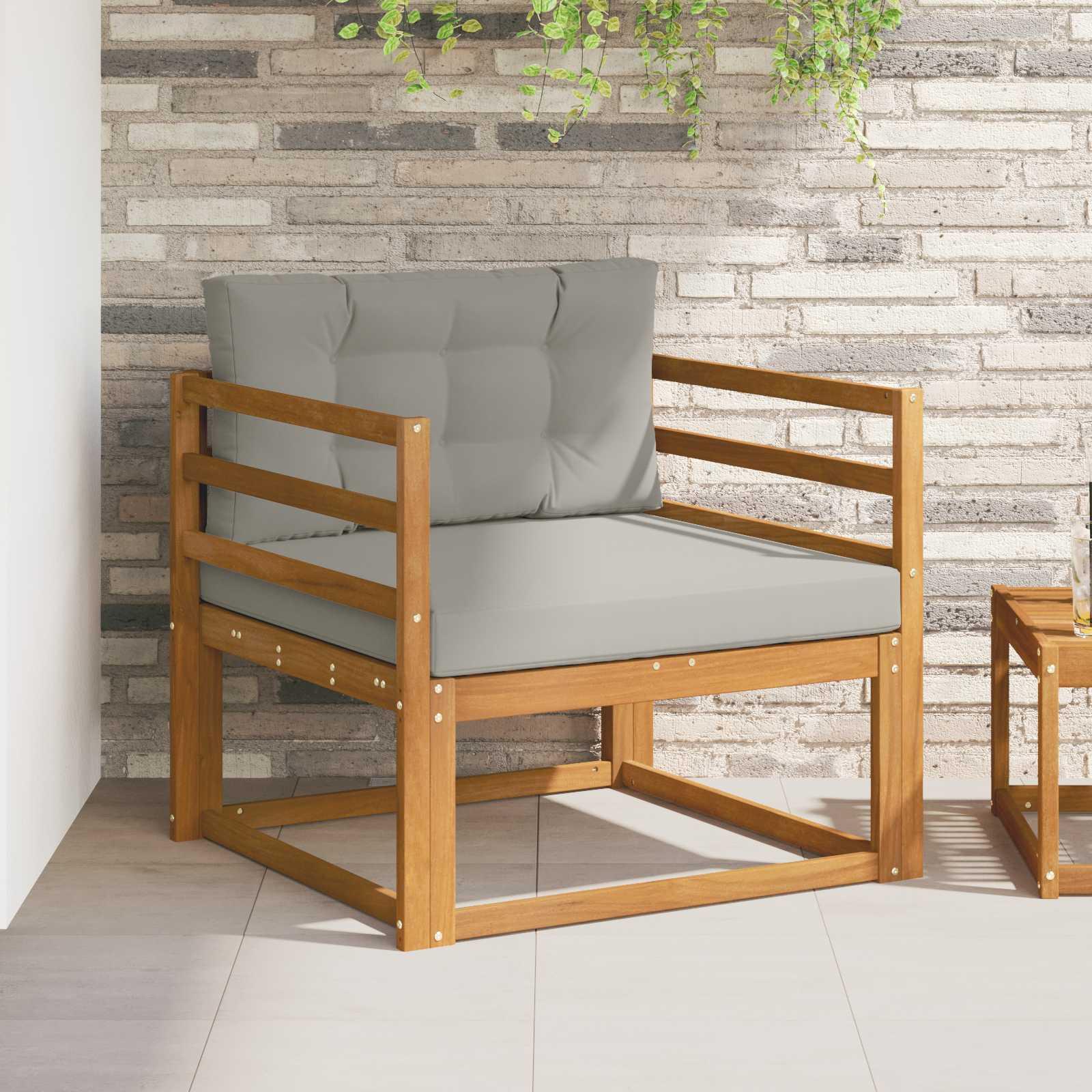 Udendørs Mellem Sofa Massivt Akacietræ Naturfarvet