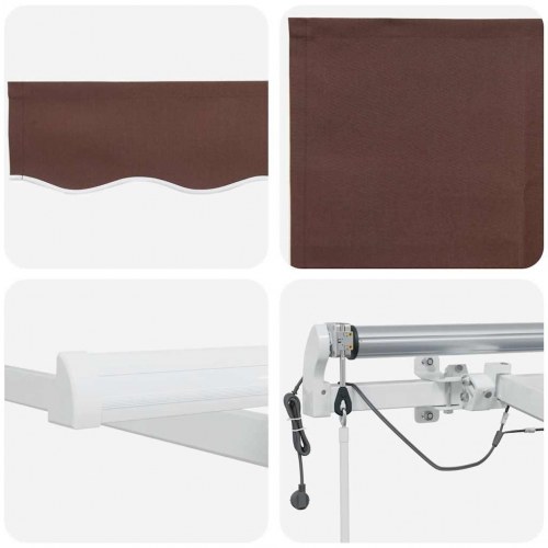 Markise med LED-lys 450 × 300 cm - automatisk betjening, brun