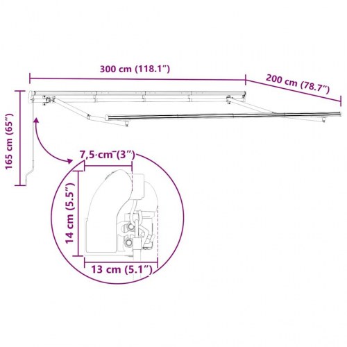 Udtrækkelig markise - brun 300 × 200 cm med aluminiumsramme