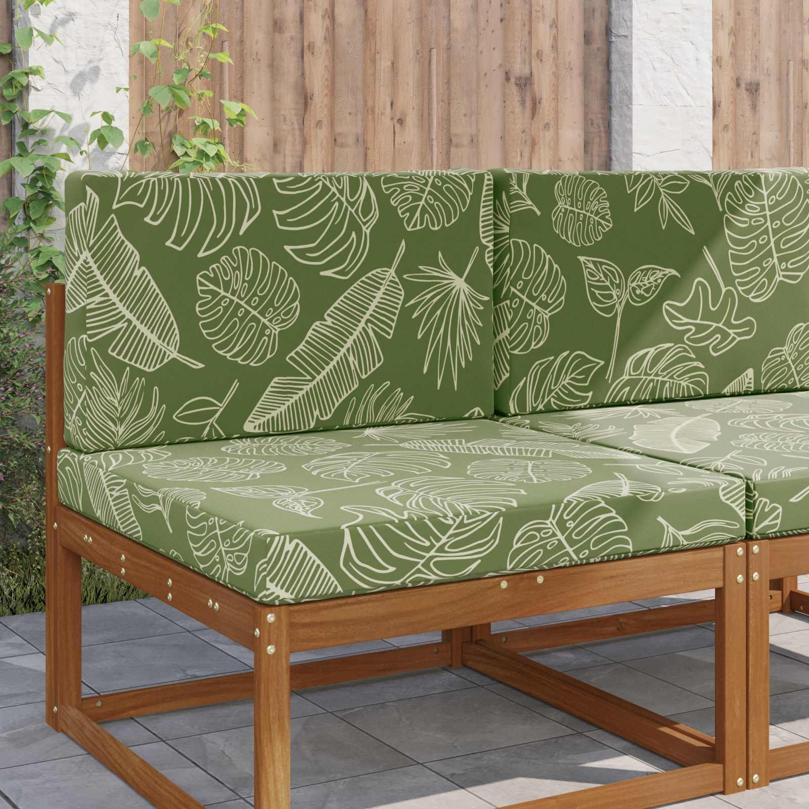 Udendørs Sofa Pude 2 stk Bladdesign Polyester
