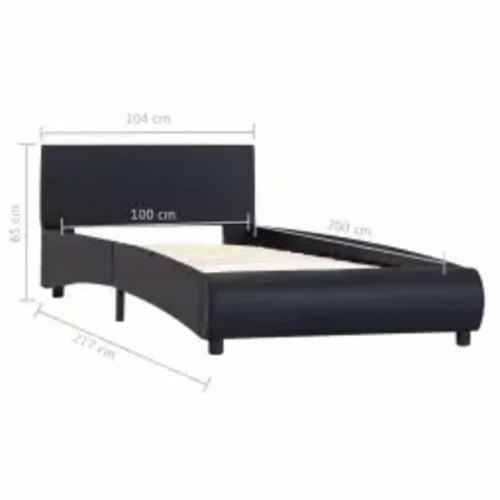 Sengestel med LED 100 x 200 cm i kunstlæder - sort