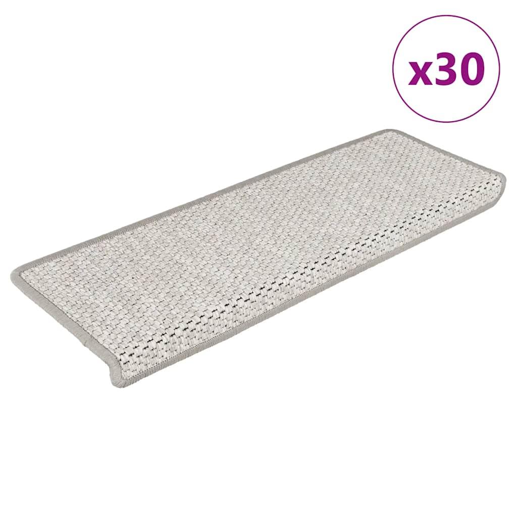 Selvklæbende trappemåtter 30 stk. 65x21x4 cm sisal-look platina billede