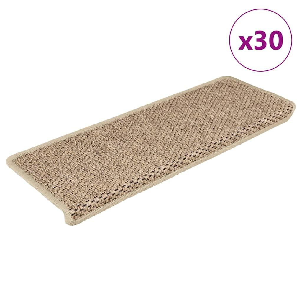Selvklæbende trappemåtter 30stk. 65x21x4cm sisal-look sandfarve billede