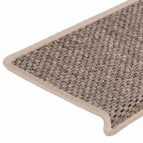 Selvklæbende trappemåtter 15 stk. 65x21x4 cm sisal-look beige