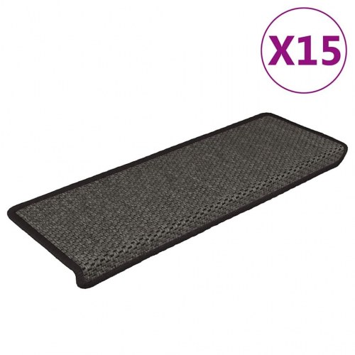 Selvklæbende trappemåtter 15 stk. 65x21x4cm sisal-look antracit