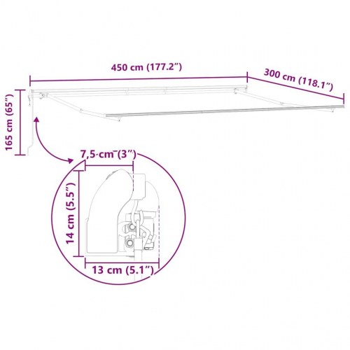 Markise 450 × 300 cm - automatisk betjening, bordeaux
